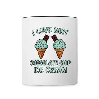Schoko Minz Eis Spruch Lustiges Minz Eis Geschenk - Tasse zweifarbig - Weiß/Schwarz - Vorne