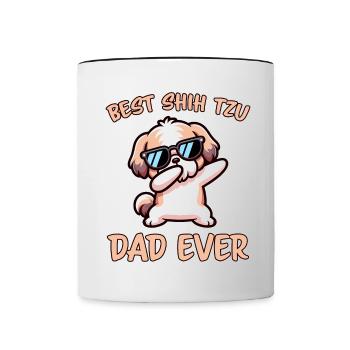 Shih Tzu Spruch Papa Lustiges Shih Tzu Geschenk - Tasse zweifarbig - Weiß/Schwarz - Vorne
