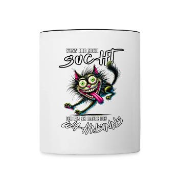 Chat fou au bord de la folie style bande dessinée - Mug contrasté - blanc/noir - Devant