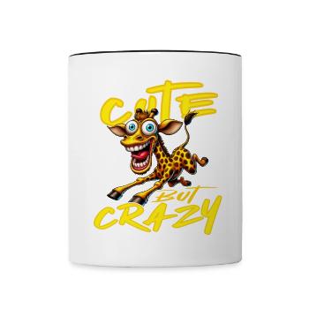 Mignon mais fou girafe style bande dessinée motif drôle - Mug contrasté - blanc/noir - Devant