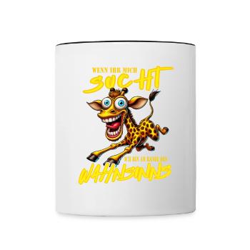Girafe folle à la limite de la folie style bande dessinée - Mug contrasté - blanc/noir - Devant