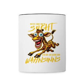 Crazy Giraffe on the Edge of Madness Comic Style - Contrasting Mug - white/black - Front