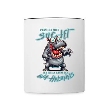 Hippopotame fou au bord de la folie style bande dessinée - Mug contrasté - blanc/noir - Devant