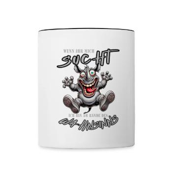 Rhinocéros fou au bord de la folie style bande dessinée - Mug contrasté - blanc/noir - Devant