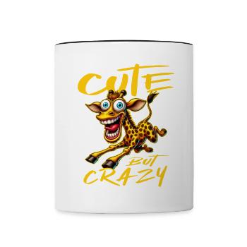 Mignon mais fou girafe style bande dessinée motif drôle - Mug contrasté - blanc/noir - Devant