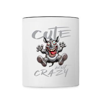 Cute but Crazy Nashorn Comic Stil lustiges Motiv - Tasse zweifarbig - Weiß/Schwarz - Vorne
