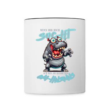 Crazy Rhino on the Edge of Madness Comic Style - Contrasting Mug - white/black - Front
