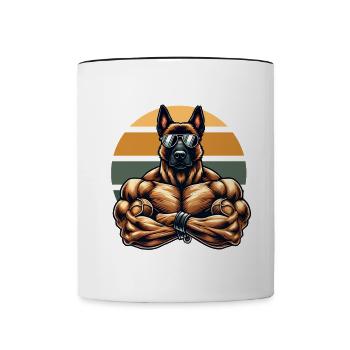 Maligator Loyal bis zum Schluss muskulöser Malinoi - Tasse zweifarbig - Weiß/Schwarz - Vorne