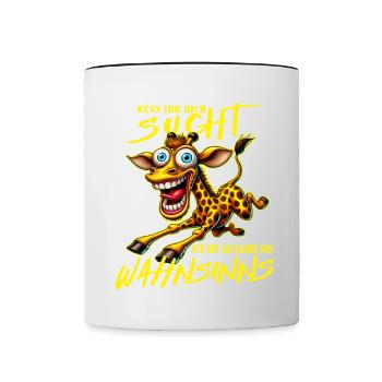 Girafe folle à la limite de la folie style bande dessinée - Mug contrasté - blanc/noir - Devant