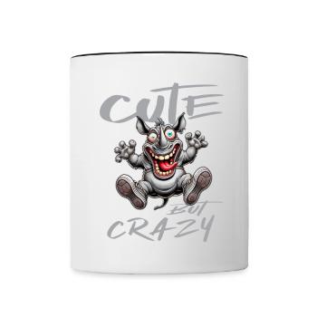 Mignon mais fou rhino style bande dessinée Motif drôle - Mug contrasté - blanc/noir - Devant
