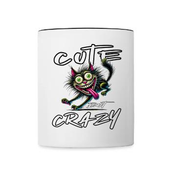 Chat mignon mais fou style bande dessinée Motif drôle - Mug contrasté - blanc/noir - Devant