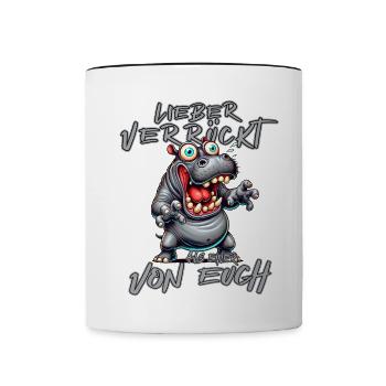 Hippopotame fou Mieux vaut fou qu’un de - Mug contrasté - blanc/noir - Devant