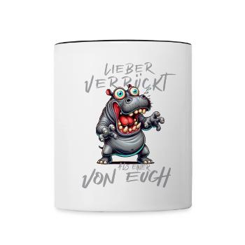 Hippopotame fou Mieux vaut fou qu’un de - Mug contrasté - blanc/noir - Devant