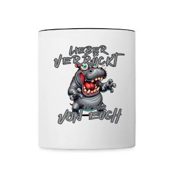 Hippopotame fou Mieux vaut fou qu’un de - Mug contrasté - blanc/noir - Devant