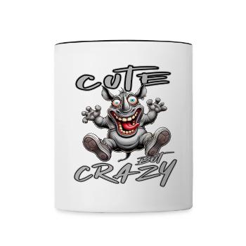 Cute but Crazy Nashorn Comic Stil lustiges Motiv - Tasse zweifarbig - Weiß/Schwarz - Vorne