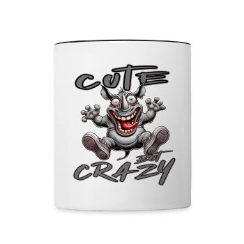 Motif drôle de bande dessinée de rhinocéros mignon mais fou - Mug contrasté - blanc/noir - Devant