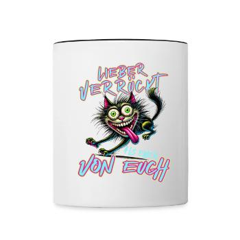 Chat fou Mieux fou que l’un d’entre vous - Mug contrasté - blanc/noir - Devant