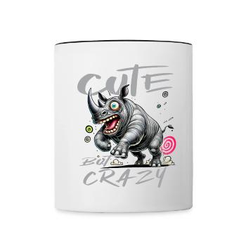 Mignon mais fou rhino style bande dessinée Motif drôle - Mug contrasté - blanc/noir - Devant