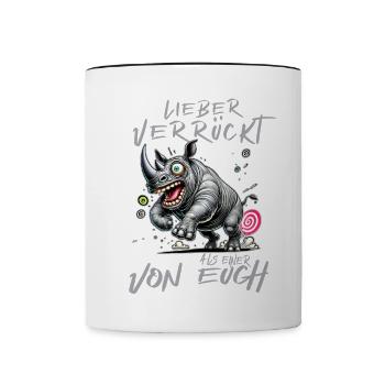 Hippopotame fou Mieux vaut fou qu’un de - Mug contrasté - blanc/noir - Devant