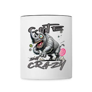 Cute but Crazy Nashorn Comic Stil lustiges Motiv - Tasse zweifarbig - Weiß/Schwarz - Vorne