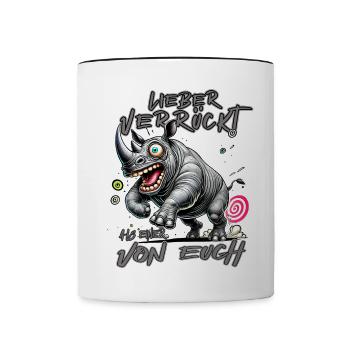 Hippopotame fou Mieux vaut fou qu’un de - Mug contrasté - blanc/noir - Devant