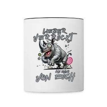 Crazy Rhino Better crazy than one of e - Contrasting Mug - white/black - Front