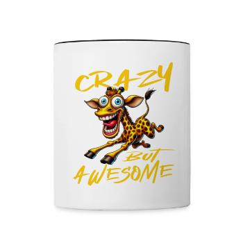 Girafe au style bande dessinée, folle mais géniale - Mug contrasté - blanc/noir - Devant
