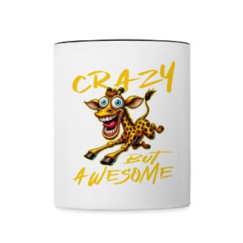 Crazy but Awesome Giraffe Comic Stil - Tasse zweifarbig - Weiß/Schwarz - Vorne