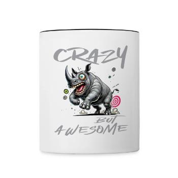 Crazy but Awesome Nashorn Comic Stil - Tasse zweifarbig - Weiß/Schwarz - Vorne