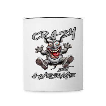Crazy but Awesome Nashorn Comic Stil - Tasse zweifarbig - Weiß/Schwarz - Vorne