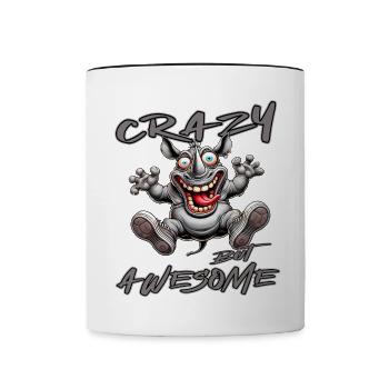 Style de bande dessinée de rhinocéros fou mais génial - Mug contrasté - blanc/noir - Devant