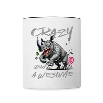 Style de bande dessinée de rhinocéros fou mais génial - Mug contrasté - blanc/noir - Devant