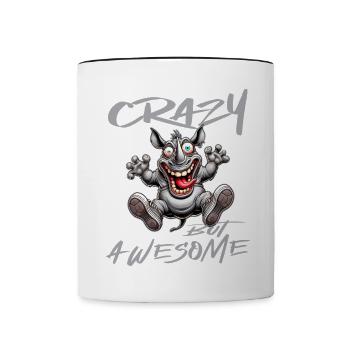 Style de bande dessinée de rhinocéros fou mais génial - Mug contrasté - blanc/noir - Devant