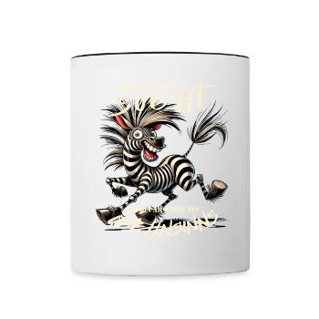 Zèbre fou Si tu me cherches Folie - Mug contrasté - blanc/noir - Devant
