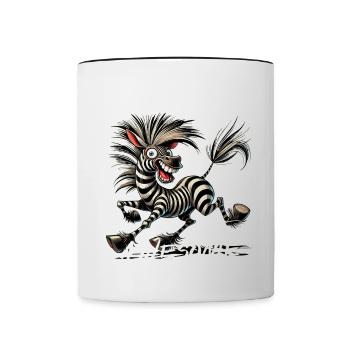 Crazy but Awesome Zebra Comic Stil - Tasse zweifarbig - Weiß/Schwarz - Vorne
