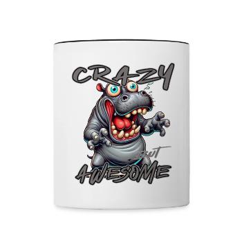 Crazy but Awesome Nilpferd Comic Stil - Tasse zweifarbig - Weiß/Schwarz - Vorne
