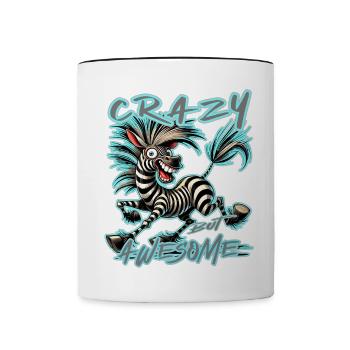Verrücktes Zebra Lieber durchgeknallt als einer vo - Tasse zweifarbig - Weiß/Schwarz - Vorne