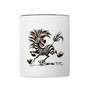 Crazy but Awesome Zebra Comic Stil - Tasse zweifarbig - Weiß/Schwarz - Vorne
