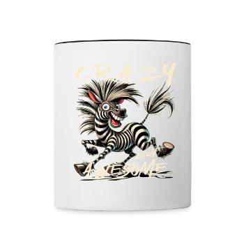 Crazy but Awesome Zebra Comic Stil - Tasse zweifarbig - Weiß/Schwarz - Vorne