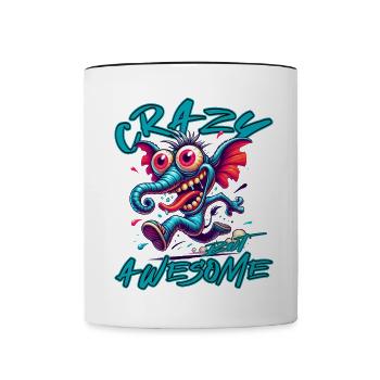 Crazy but Awesome Zebra Comic Stil - Tasse zweifarbig - Weiß/Schwarz - Vorne
