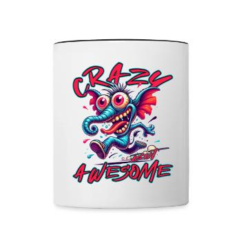 Crazy but Awesome - Style bande dessinée éléphant - Mug contrasté - blanc/noir - Devant