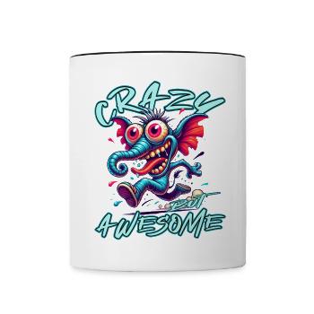 Crazy but Awesome Elefant Comic Stil - Tasse zweifarbig - Weiß/Schwarz - Vorne