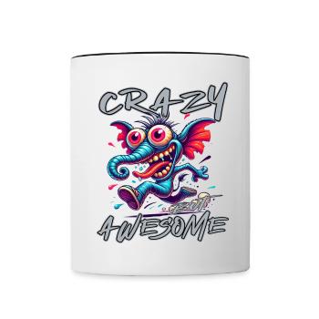 Crazy but Awesome – Elefant Comic Stil - Tasse zweifarbig - Weiß/Schwarz - Vorne