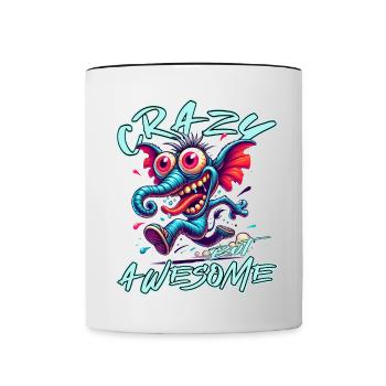 Crazy but Awesome Elefant Comic Stil - Tasse zweifarbig - Weiß/Schwarz - Vorne