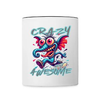 Style de bande dessinée d’éléphant fou mais génial - Mug contrasté - blanc/noir - Devant