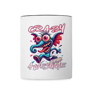 Cute but Crazy Elefant Comic Stil - Tasse zweifarbig - Weiß/Schwarz - Vorne