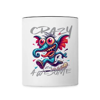 Crazy but Awesome Elefant Comic Stil - Tasse zweifarbig - Weiß/Schwarz - Vorne