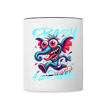 Crazy but Awesome Elefant Comic Stil - Tasse zweifarbig - Weiß/Schwarz - Vorne