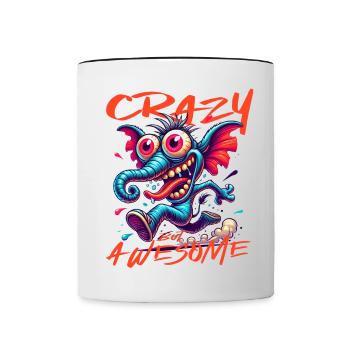Crazy but Awesome Elefant Comic Stil - Tasse zweifarbig - Weiß/Schwarz - Vorne
