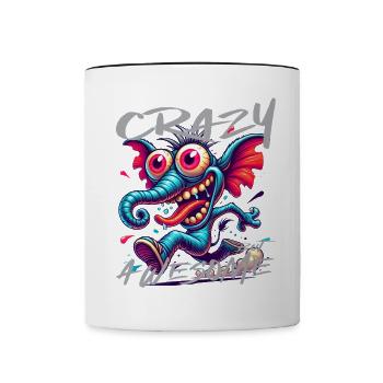 Crazy but Awesome Elefant Comic Stil - Tasse zweifarbig - Weiß/Schwarz - Vorne